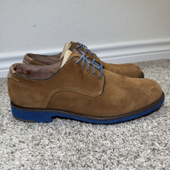 Johnston & Murphy Shoes Men's 9M Suede Flex Cognac Brown Blue Sole - Picture 3 of 10